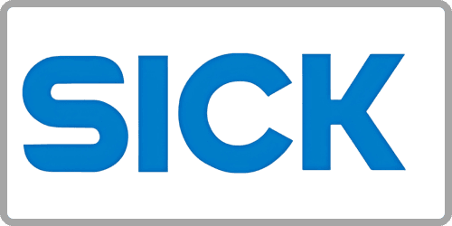 SICK logo representing SICK industrial safety solutions, including FlexiSoft safety PLCs, safety light curtains, safety laser scanners, and advanced machine safety systems for industrial automation and workplace protection.
